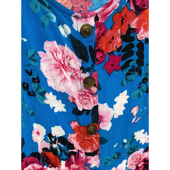 Torrid Rayon Slub Button Front Flutter Sleeve Top Blouse 2X Floral Boho Summer - Picture 2 of 8